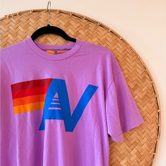 AVIATOR NATION LOGO BOYFRIEND TEE NEON PURPLE CASUAL CALIFORNIA SURF BEACH - Picture 6 of 10